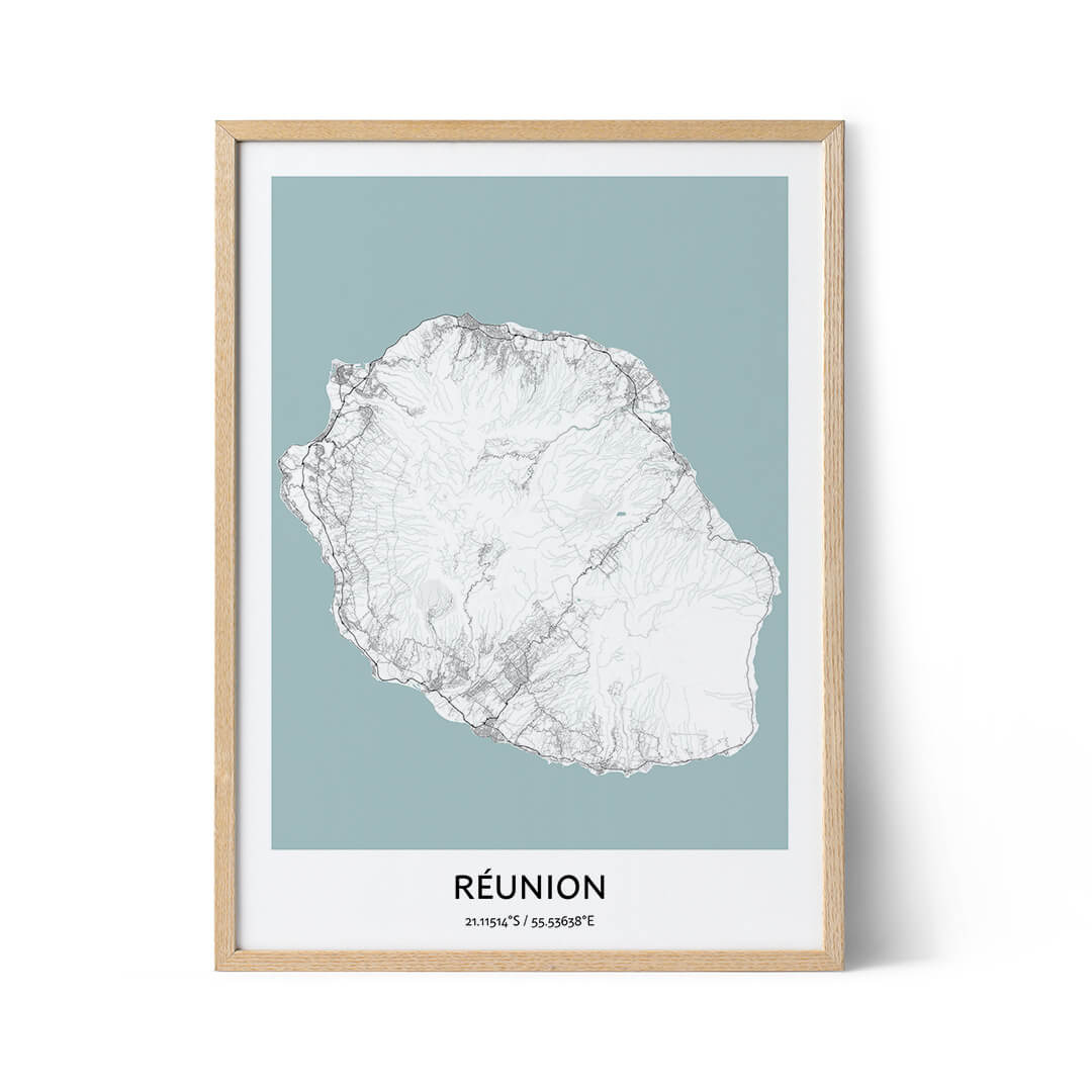 Poster con la mappa della città di Reunion