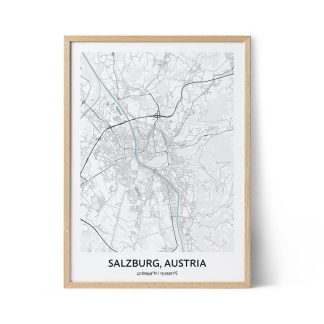 Salzburg city map poster