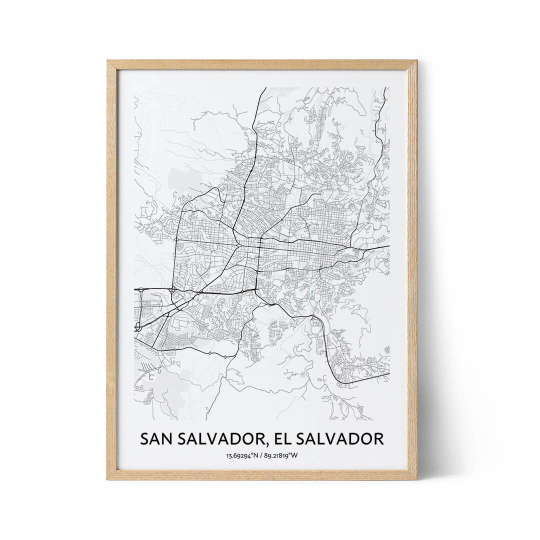 San Salvador city map poster