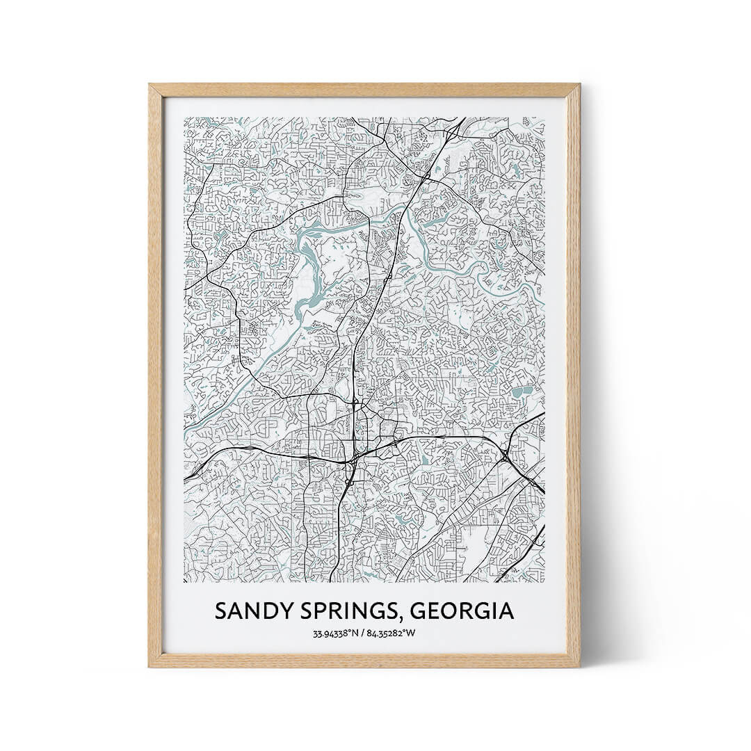 Poster della mappa della città di Sandy Springs
