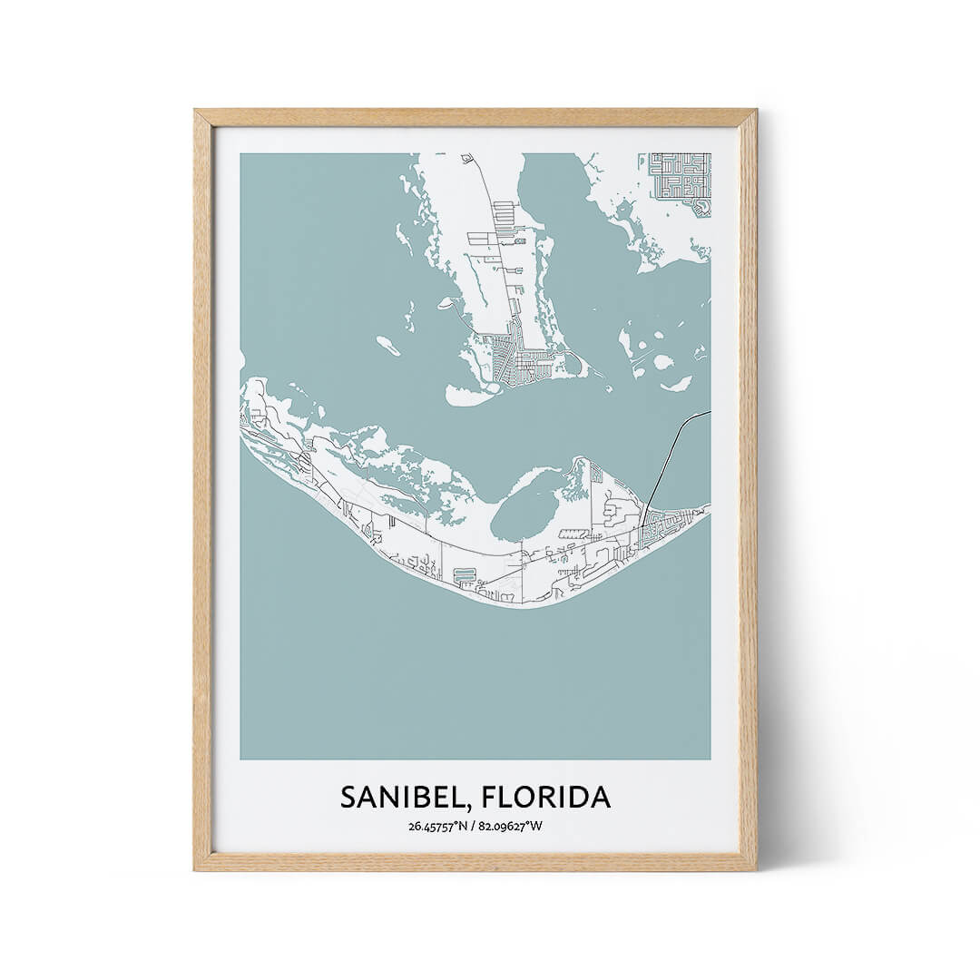 Sanibel stadskarta affisch