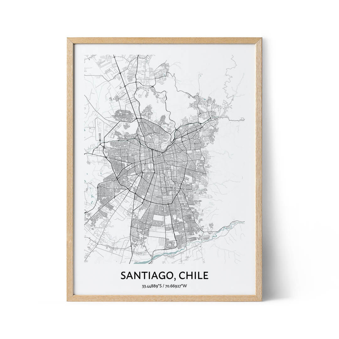 Santiago city map poster