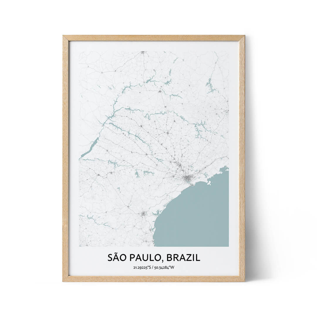 Sao Paulo city map poster