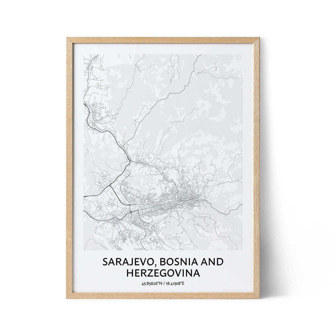 Sarajevo city map poster