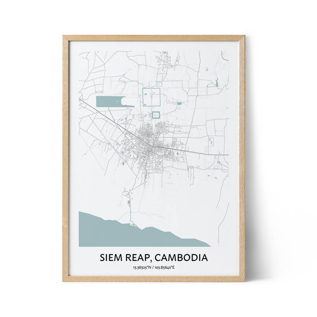 Siem Reap city map poster