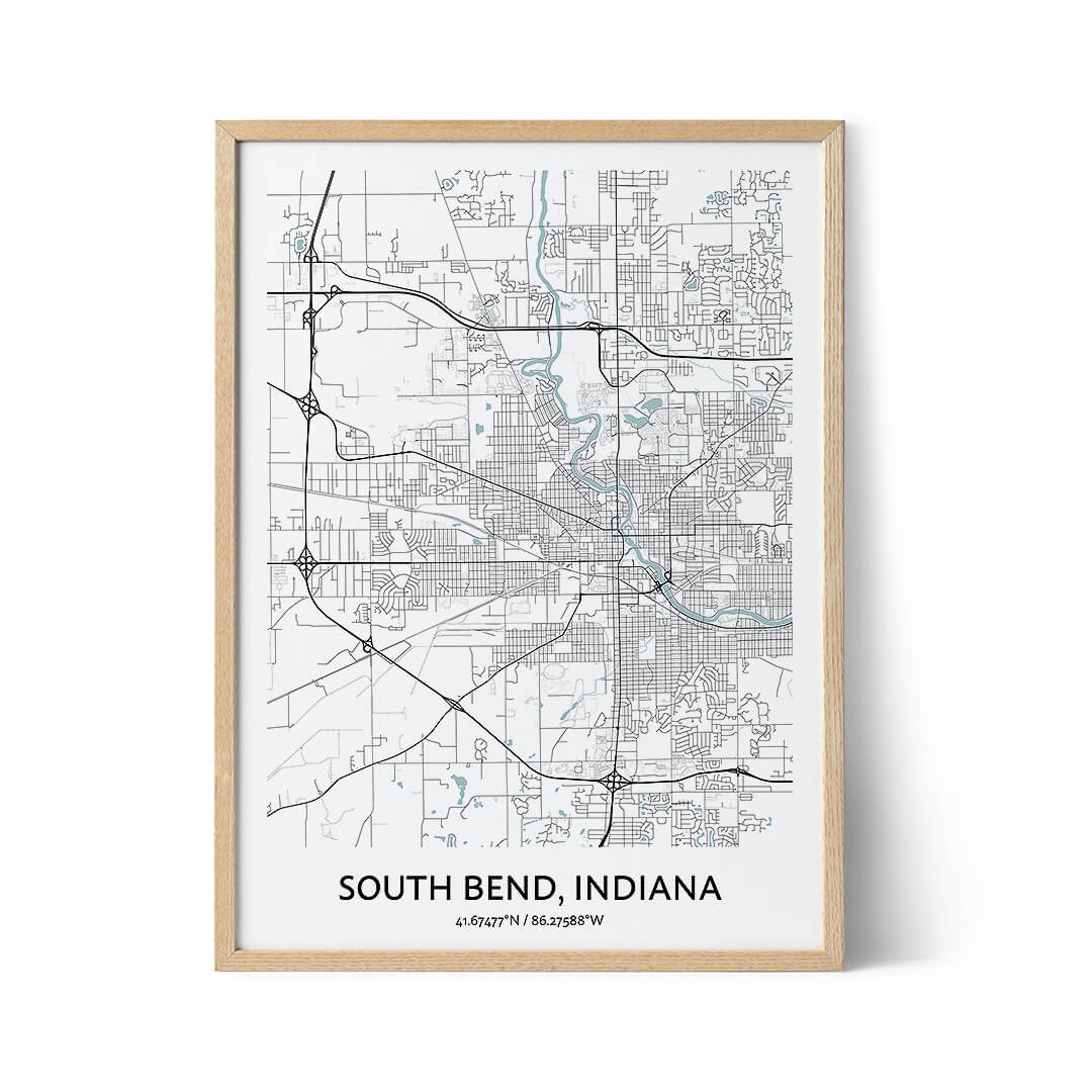 South Bend city map poster