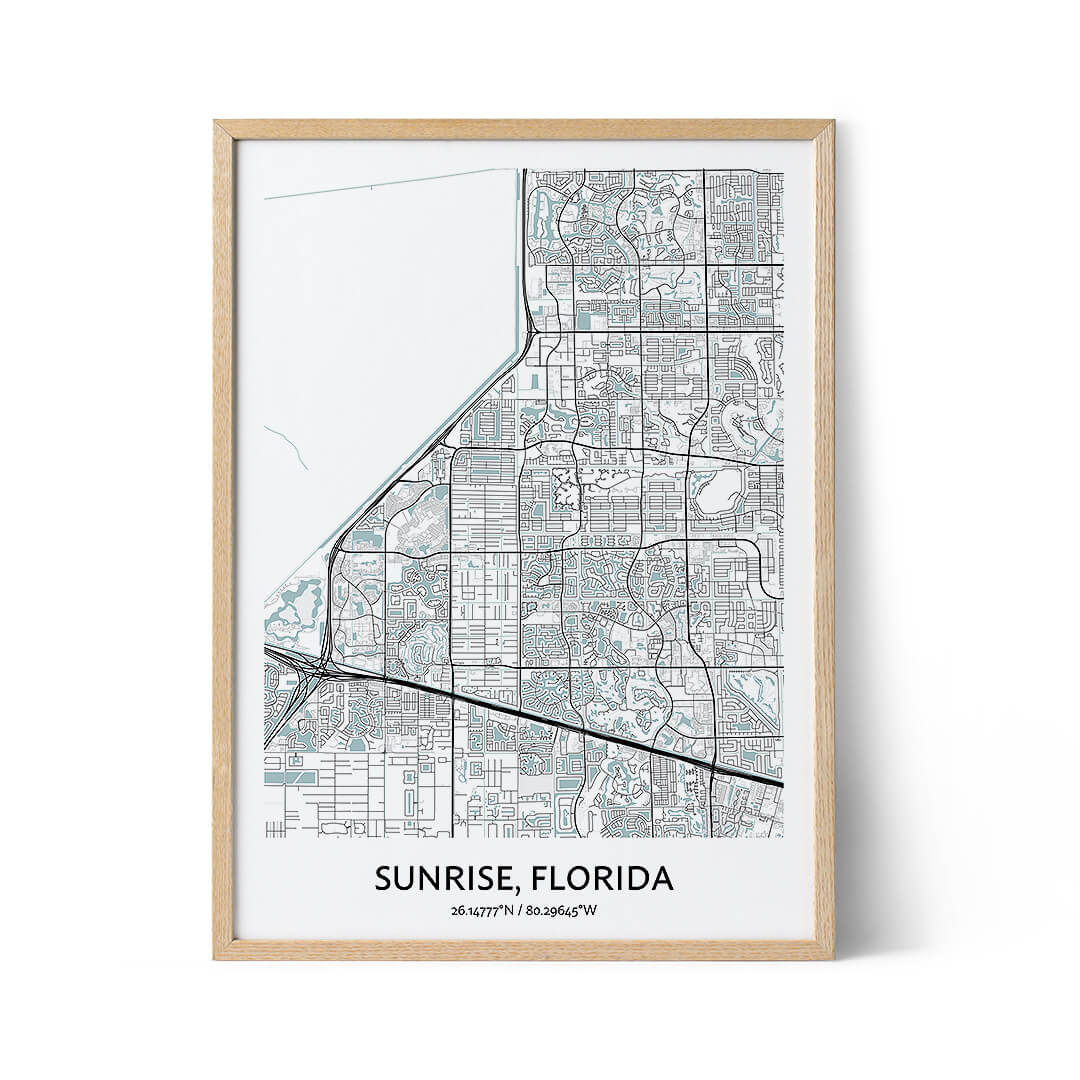 Sunrise city map poster