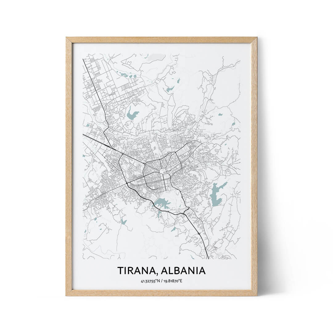 Affiche du plan de la ville de Tirana