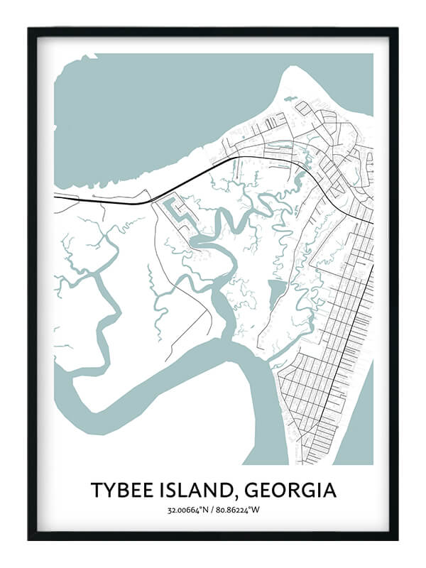 Tybee Island Map Poster - Your City Map Art - Positive Prints