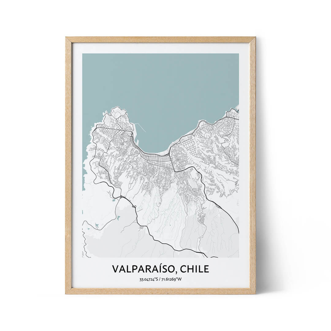 Valparaiso stadskarta affisch