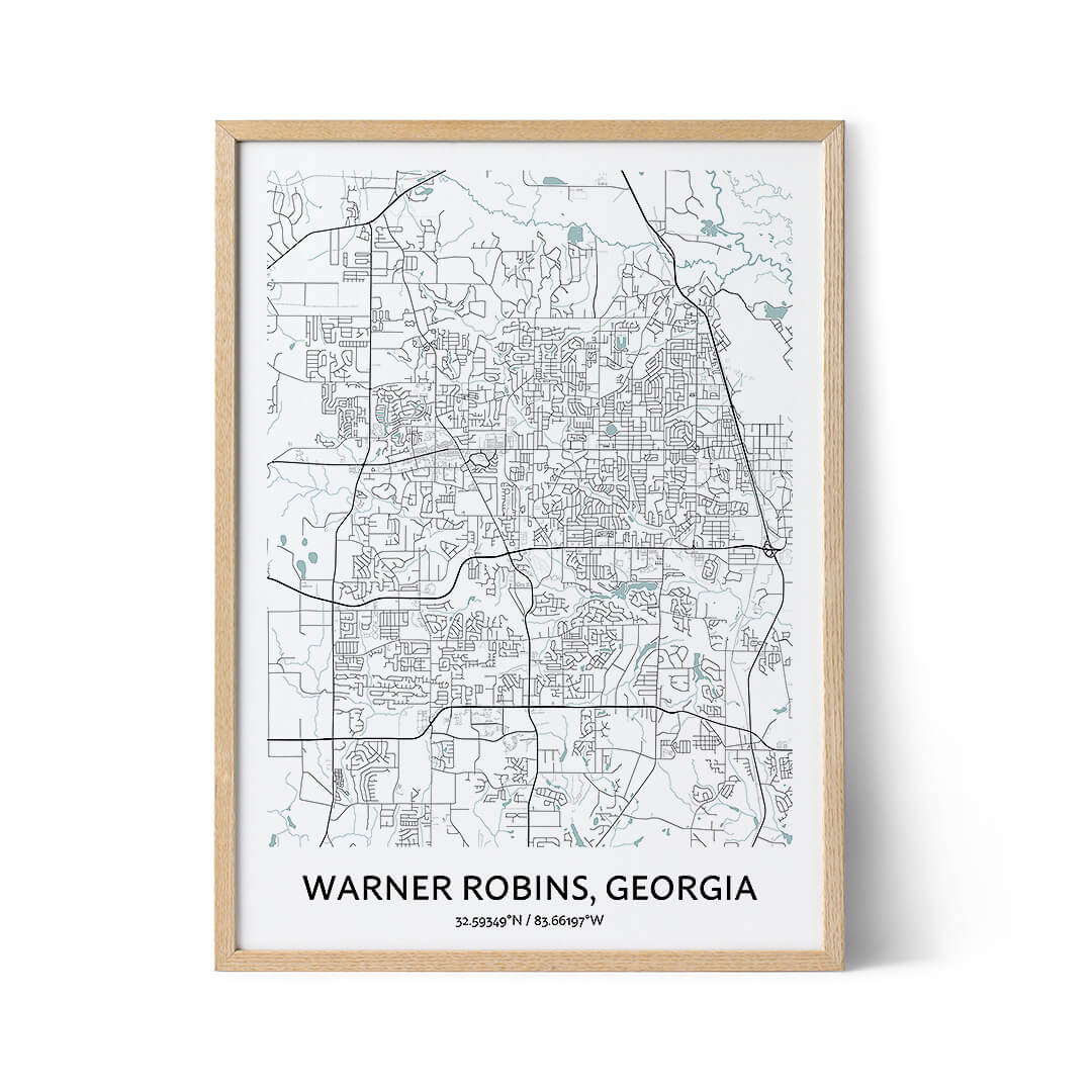 Warner Robins city map poster
