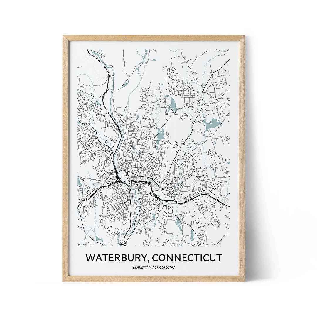 Waterbury city map poster