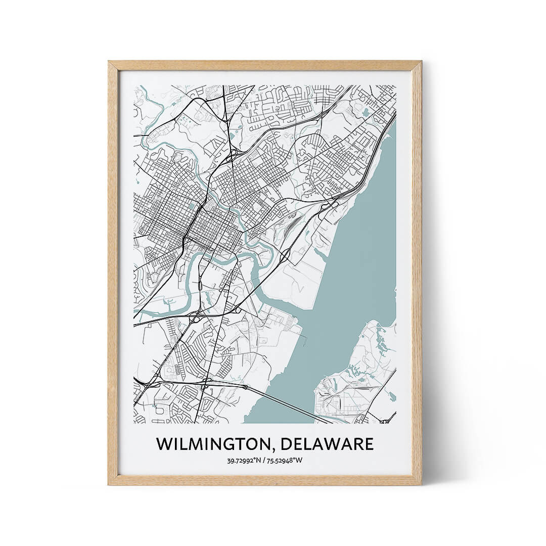 Póster con el mapa de la ciudad de Wilmington