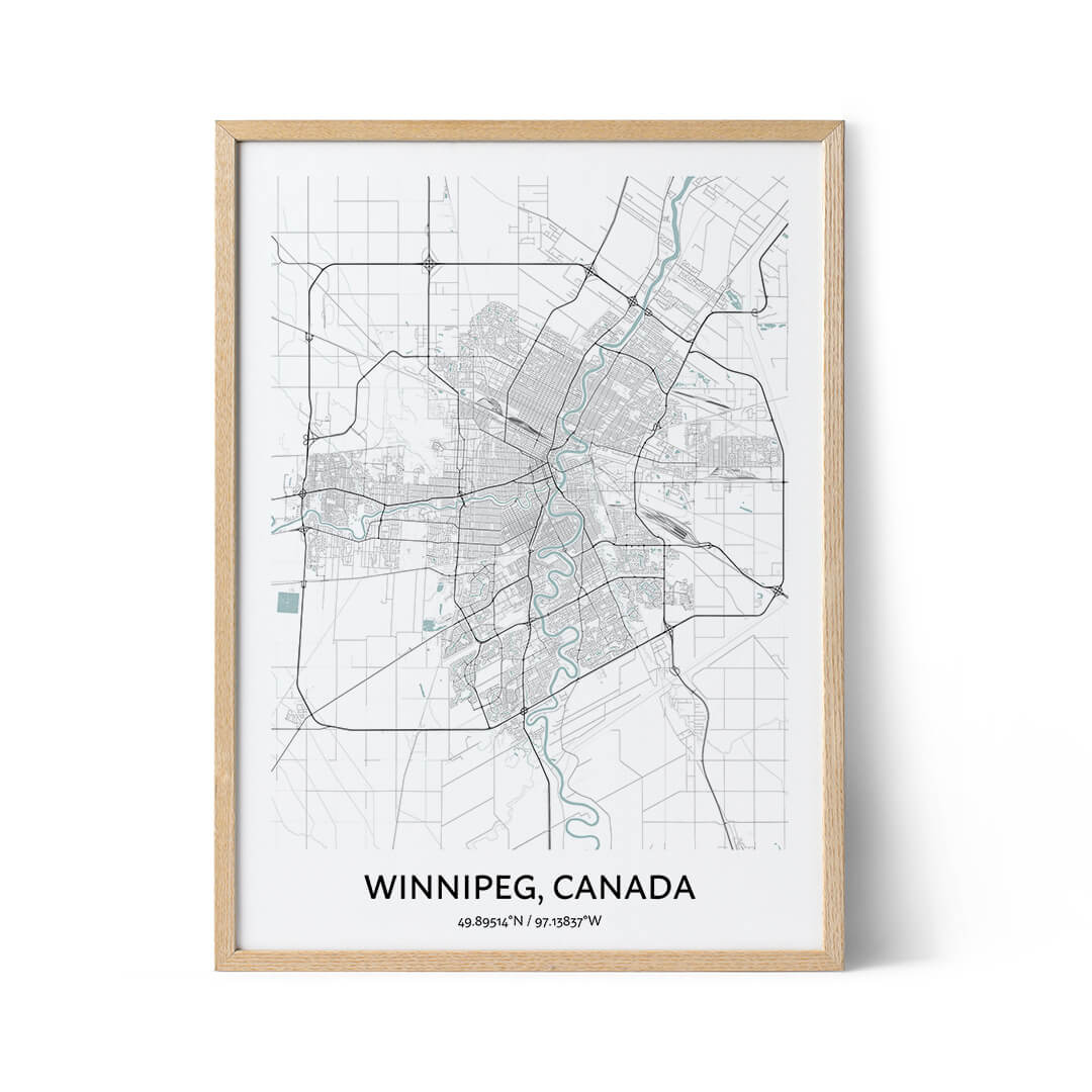 Winnipeg city map poster
