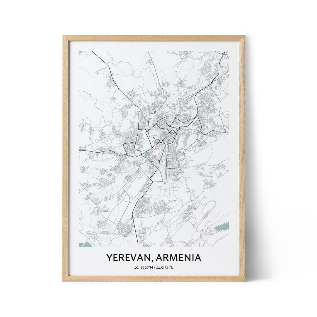 Yerevan city map poster