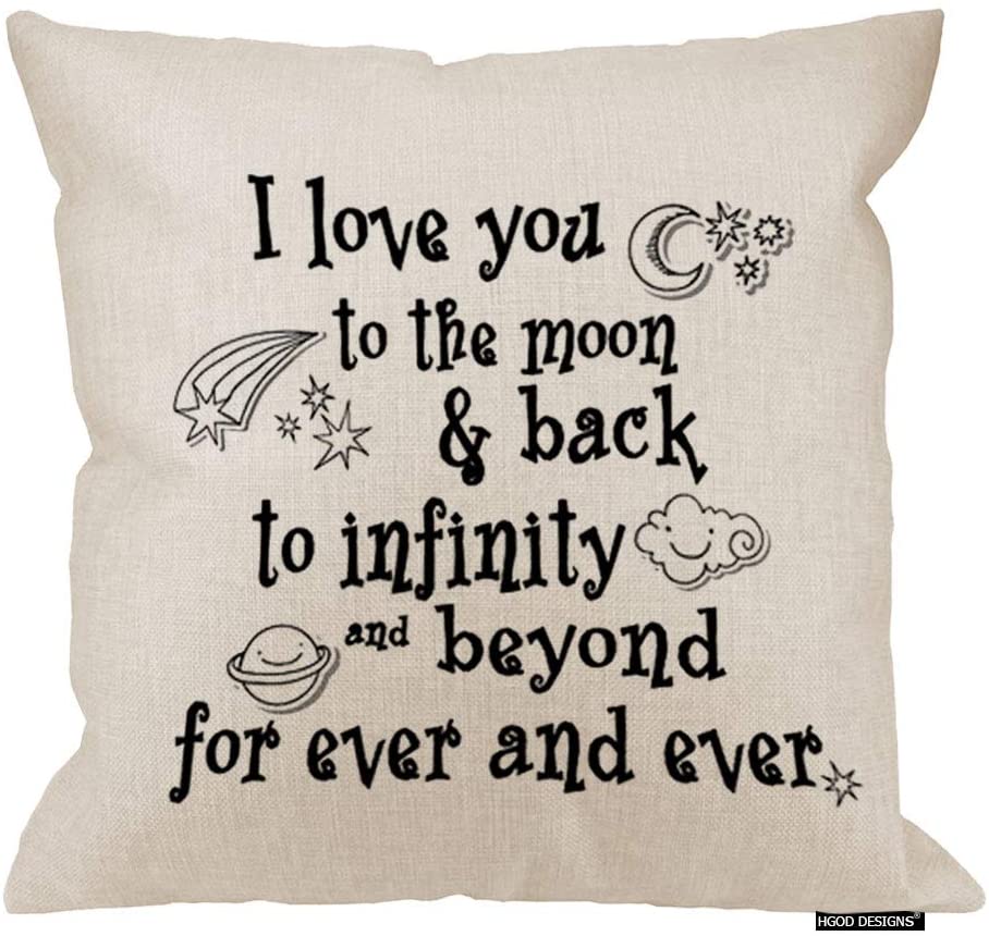 HGOD DESIGNS I Love You Theme Quote I Love You to The Moon and Back Star Moon Earth Cloud Spacecraft White Background Soft Pillow Cases Cover 18X18 Pillowcase