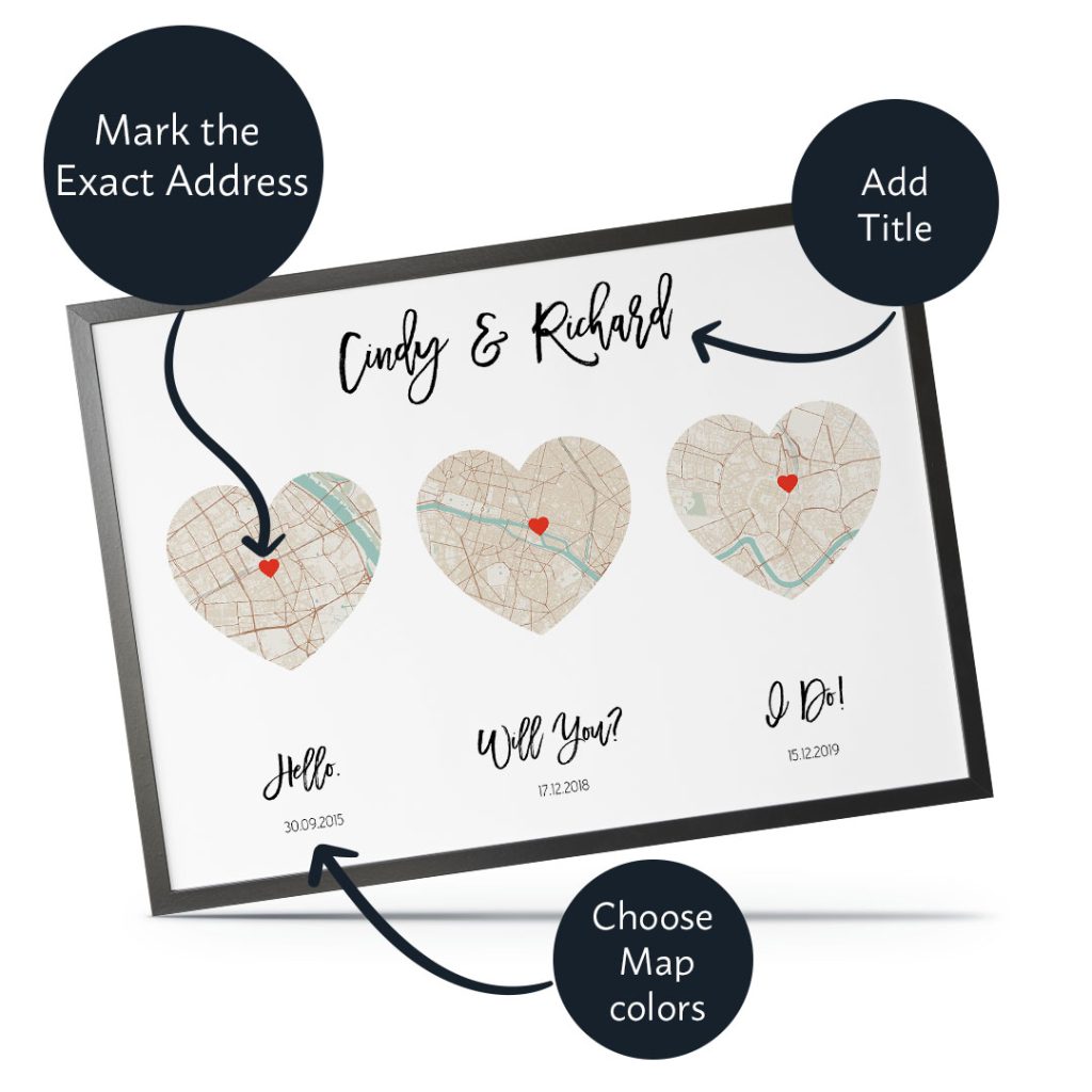 how to personalize met engaged married map