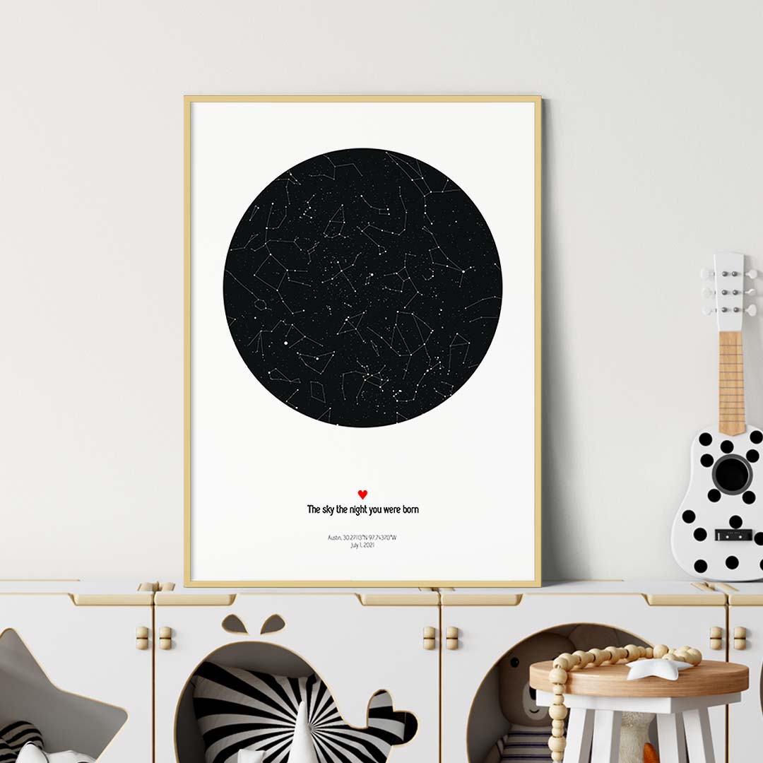 Sky On The Day You Were Born Day You Were Born Star Map - Personalized Newborn Gift - Positive Prints