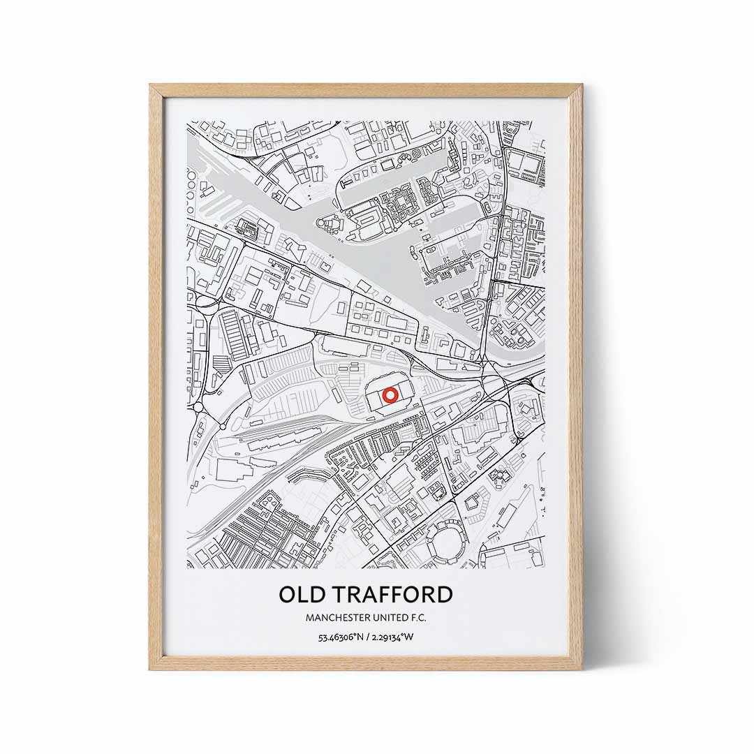 Old Trafford Stadium Map Gift For Manchester United Fan Positive Prints   Gifts For Arsenal Fans 1 