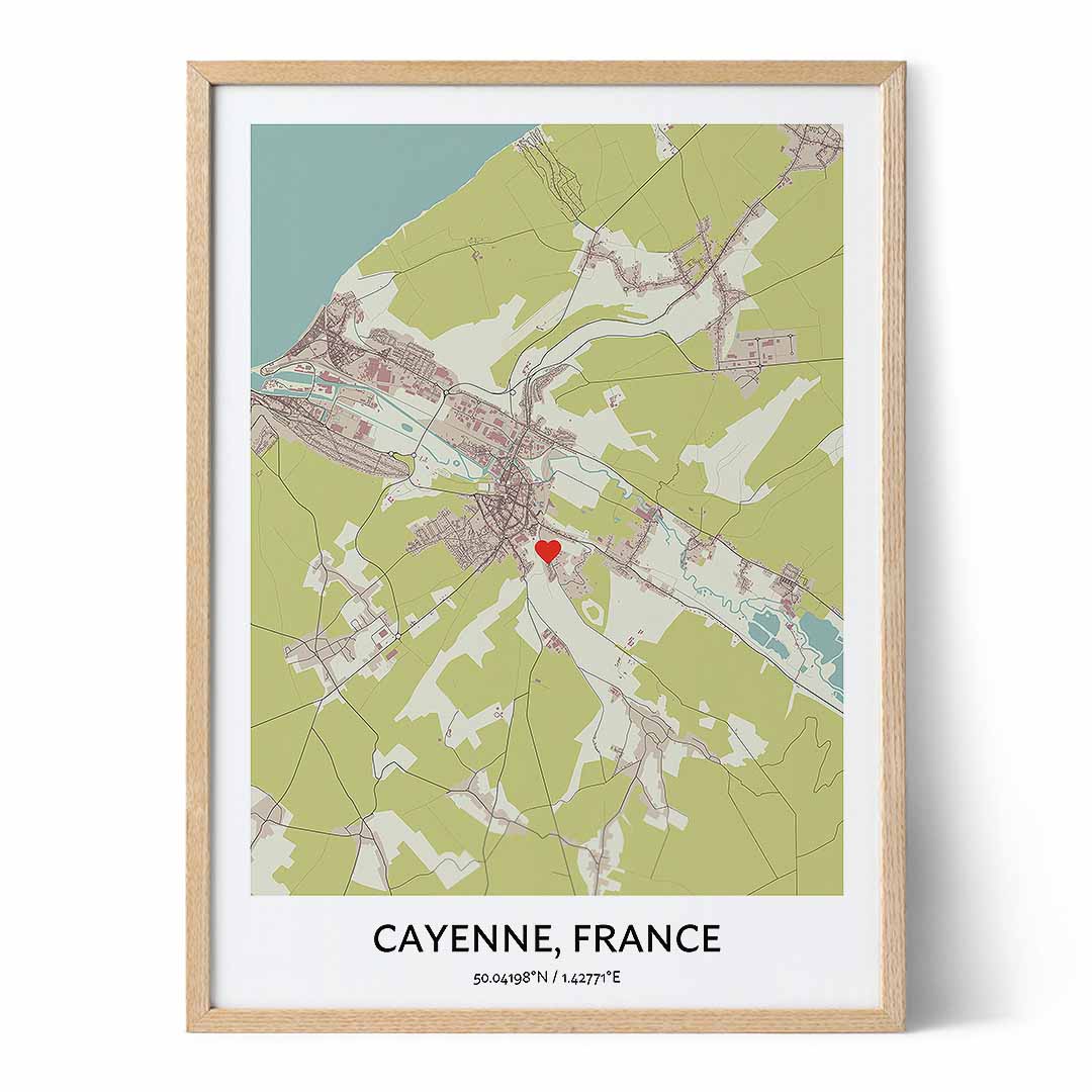 Cayenne Map Poster Your City Map Art Positive Prints
