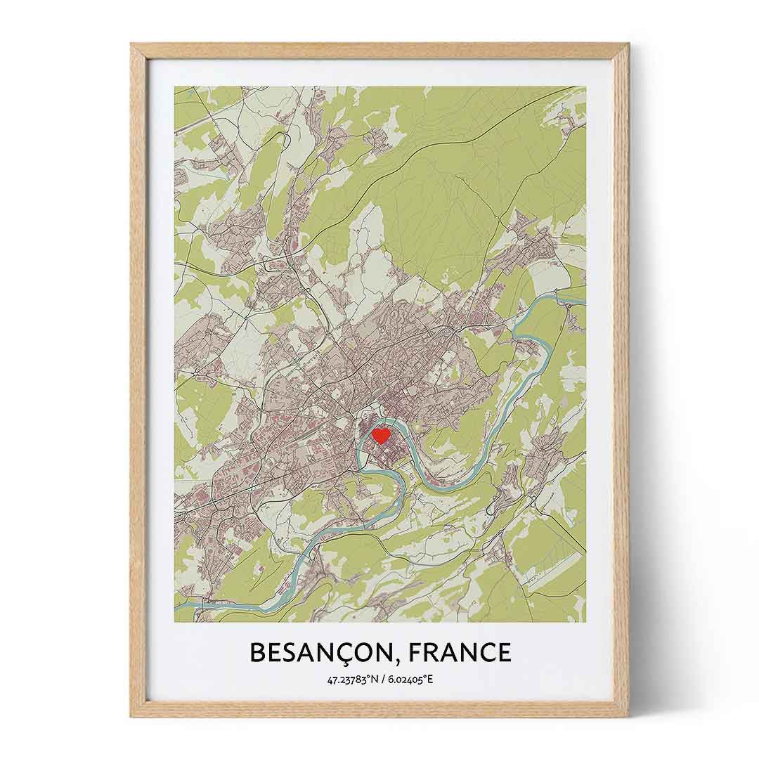 Besançon Map Poster - Positive Prints, image size:1080x1080