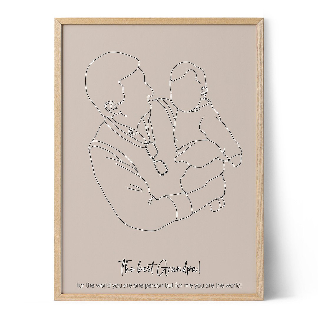 Grandpa Line Art Positive Prints