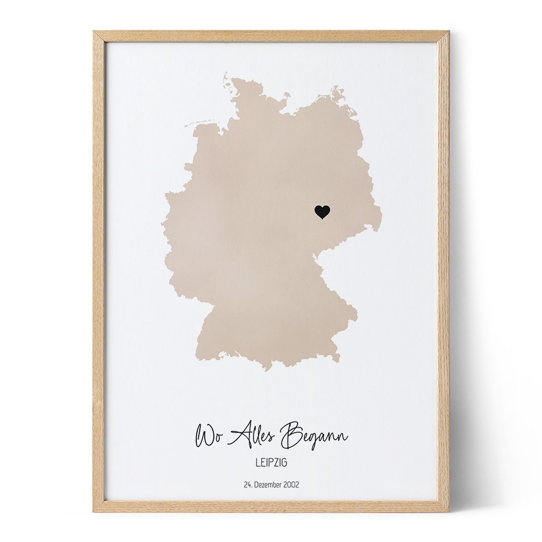 Mountiki Personalisierte Landkarte - 'Wo Alles Begann' Als Individuelles Geschenk