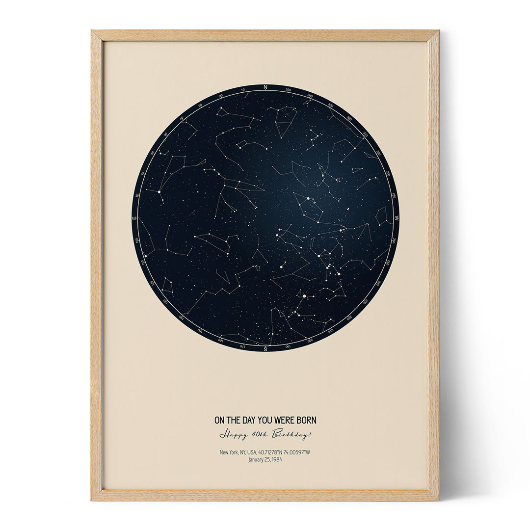 40th Birthday Star Map - Positive Prints