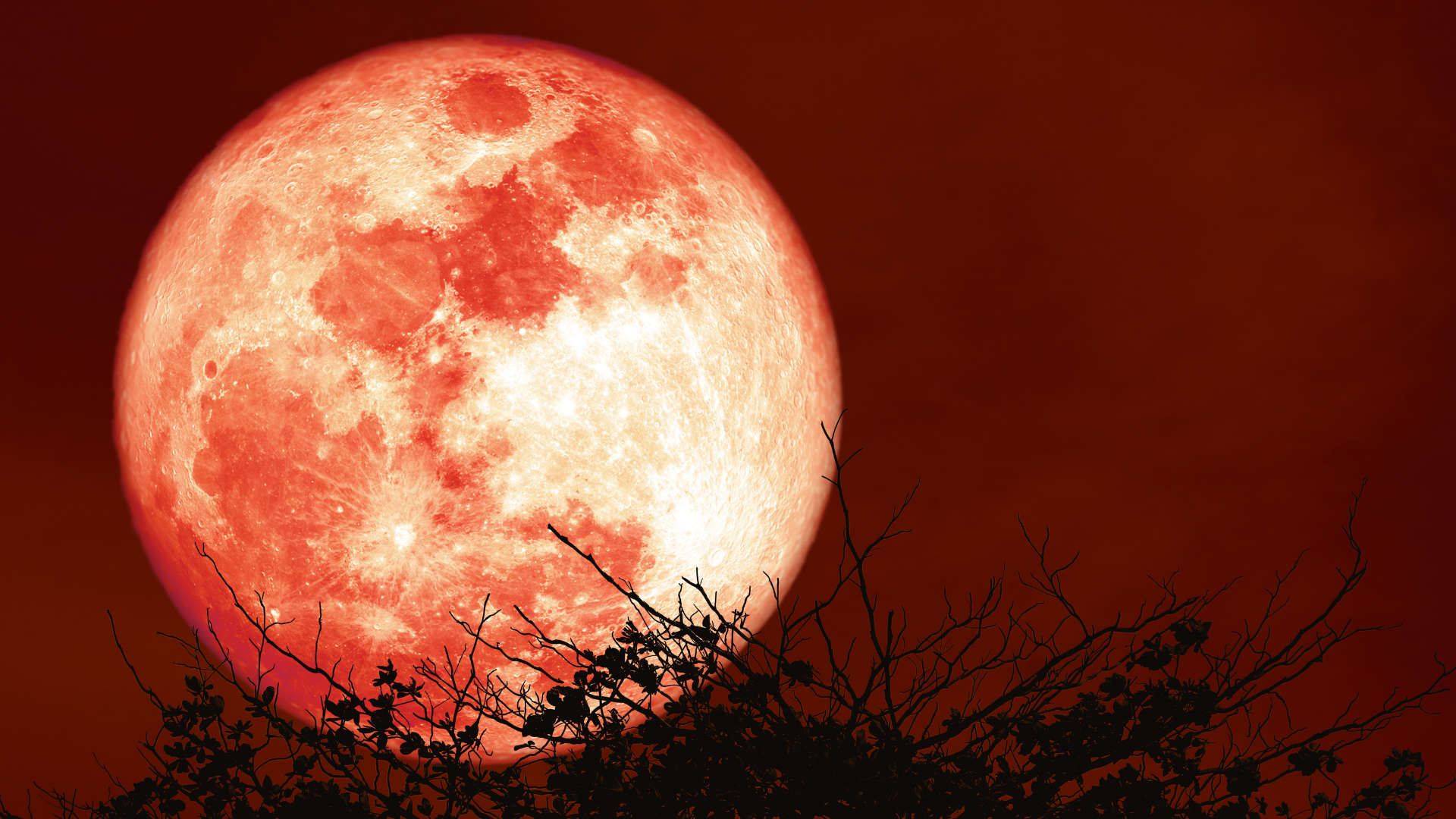 red sky full moon