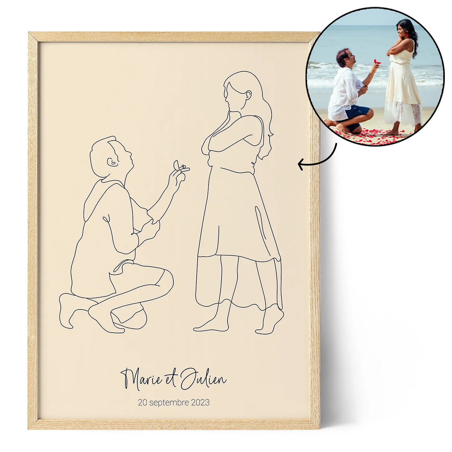 Dessin au trait de Fiançailles Positive Prints