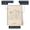 Grandpa and Grandchildren Line Art 3