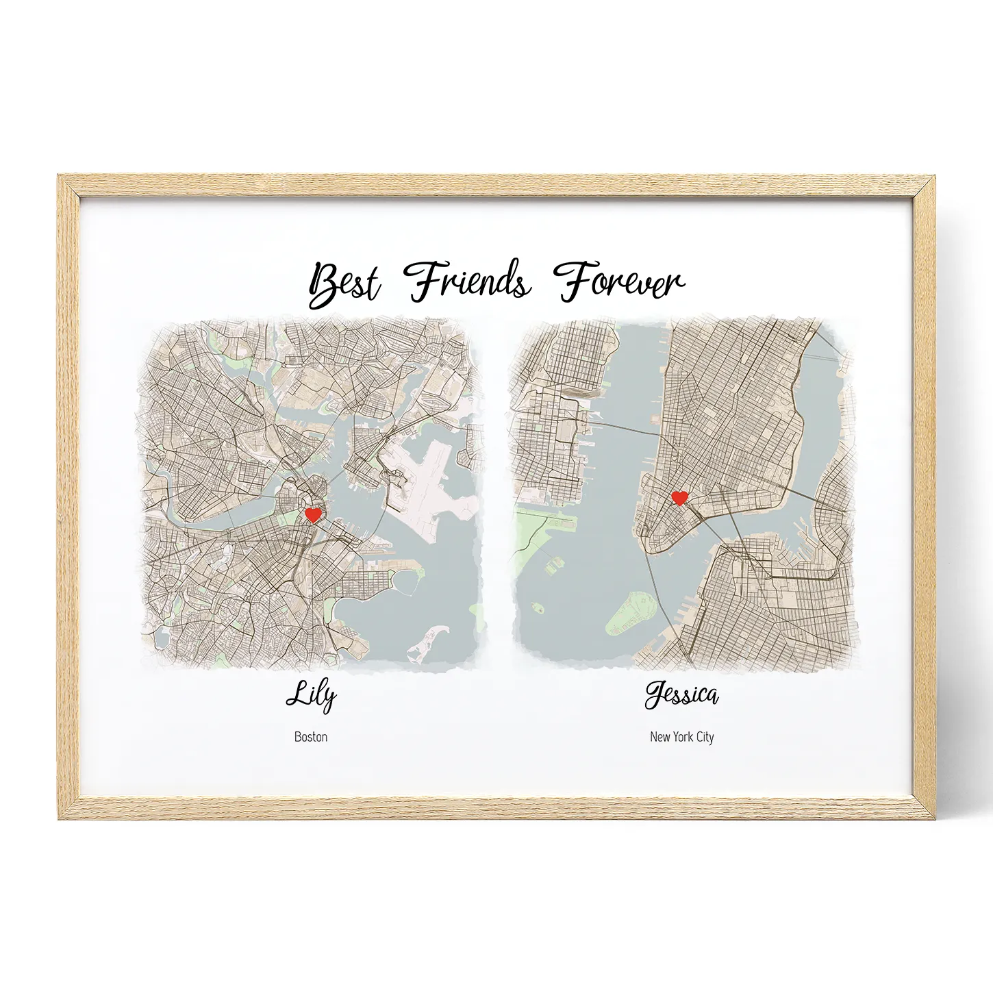 Map Freind Best Friend Map - Personalized Gift - Positive Prints