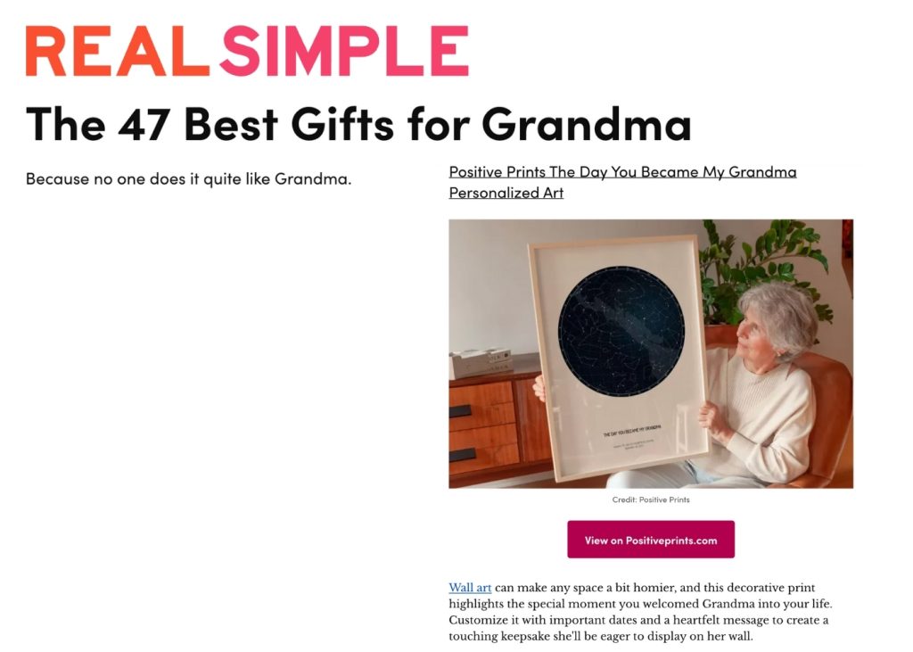 Real Simple Gifts for Grandma