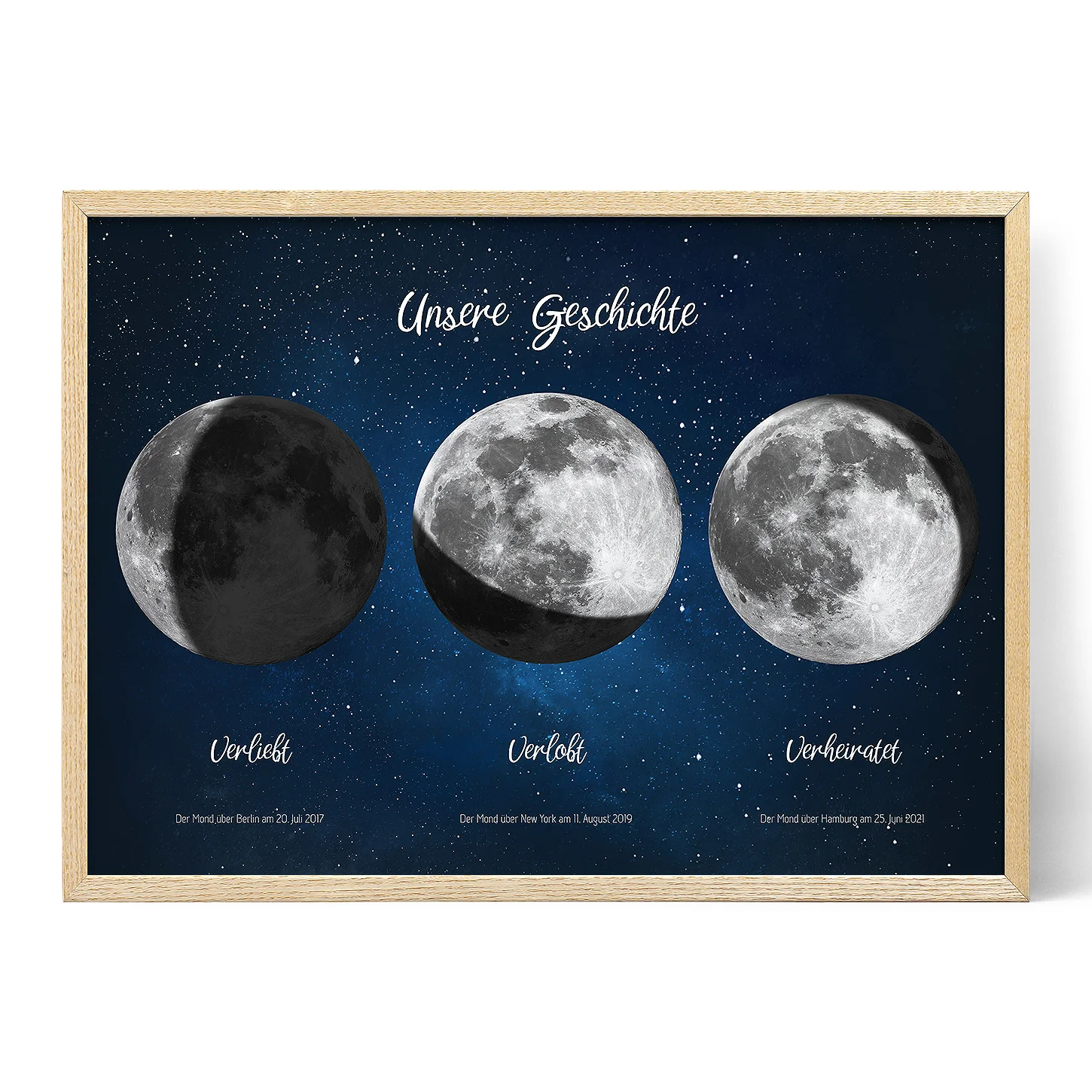 Mondphasen: Kennengelernt, Verlobt, Verheiratet - Positive Prints