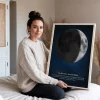 Waxing Crescent Moon Art — personalised moon phase print