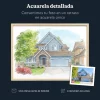 Retrato personalizado en acuarela de una casa azul creado a partir de una fotografía.