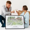 Personalisierte Aquarellzeichnung des Hochzeitsorts