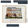 Personalisierte Hausillustration — personalisiertes Geschenk für Ihn - Schweiz