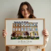 Personalisierte Hausillustration — personalisiertes Geschenk für Ihn - Schweiz