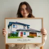 Personalizowana ilustracja domu — personalizowany prezent dla niego