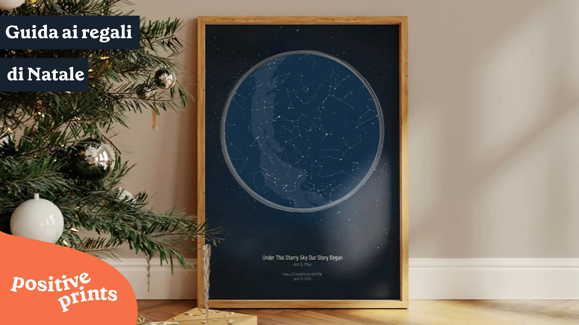 Regali di Natale significativi mappa stellare personalizzata Sotto il cielo stellato la nostra storia è iniziata Ann Mike albero