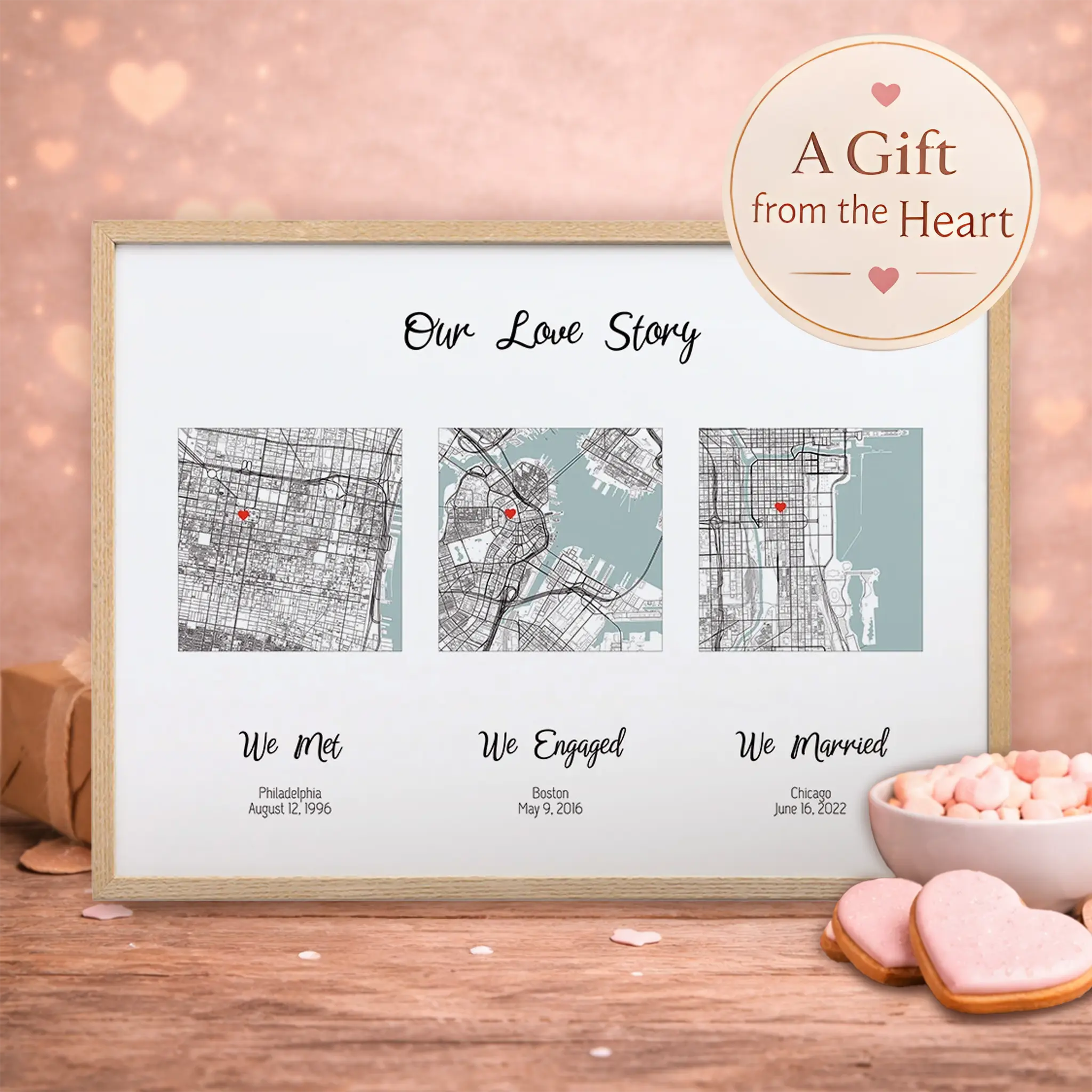 Digital Love Story Map - Positive Prints