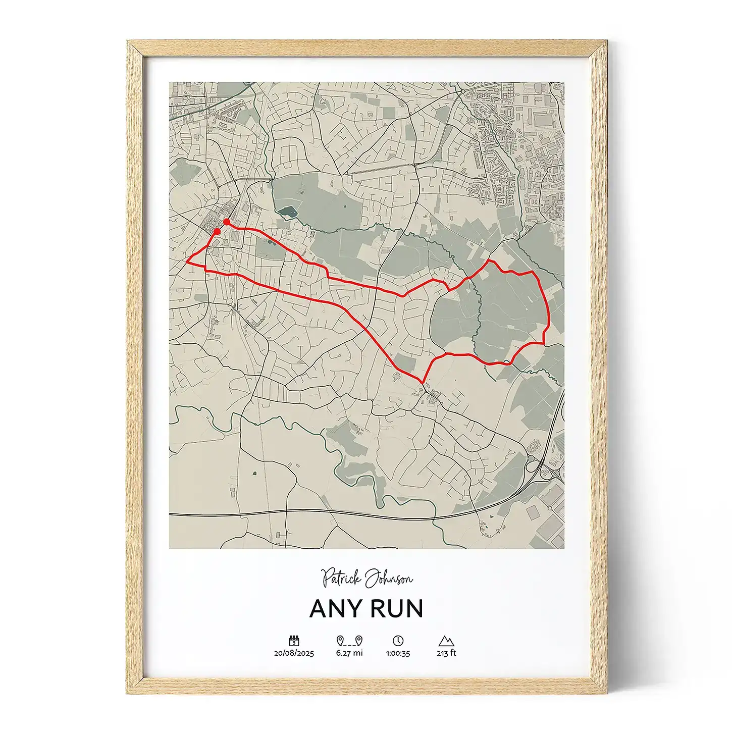 Running Path Poster Running Route Map Poster - Positive Prints