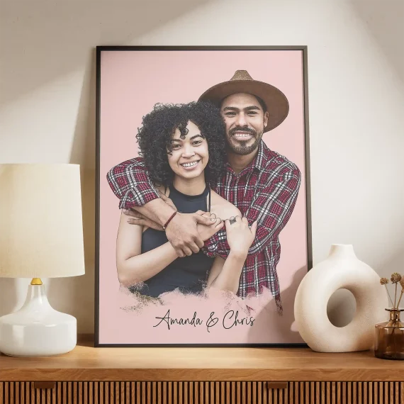 custom couple portrait from photo modern personalized wall art for couples