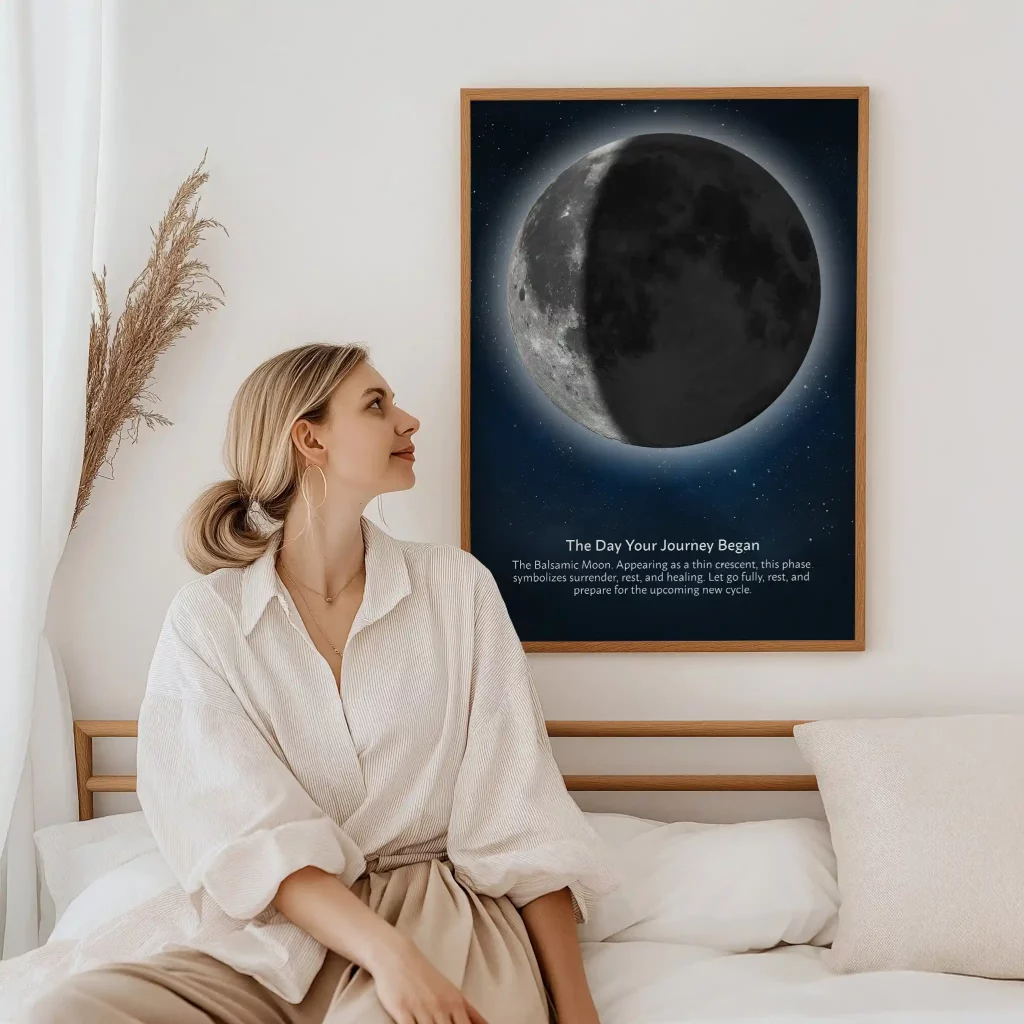 moon gifts personalized moon phase poster framed wall art in bedroom