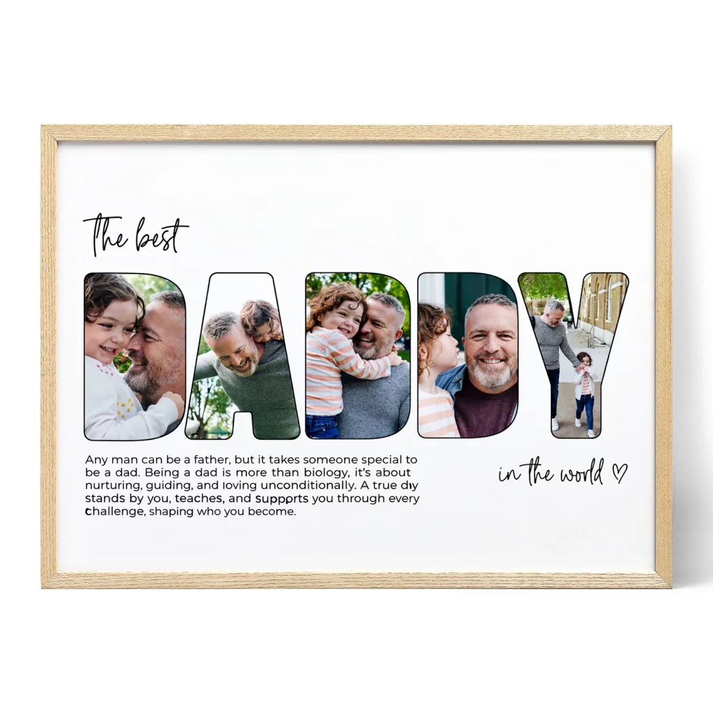Personalized DADDY photo letter collage filled with family photos and a custom message for Dad.