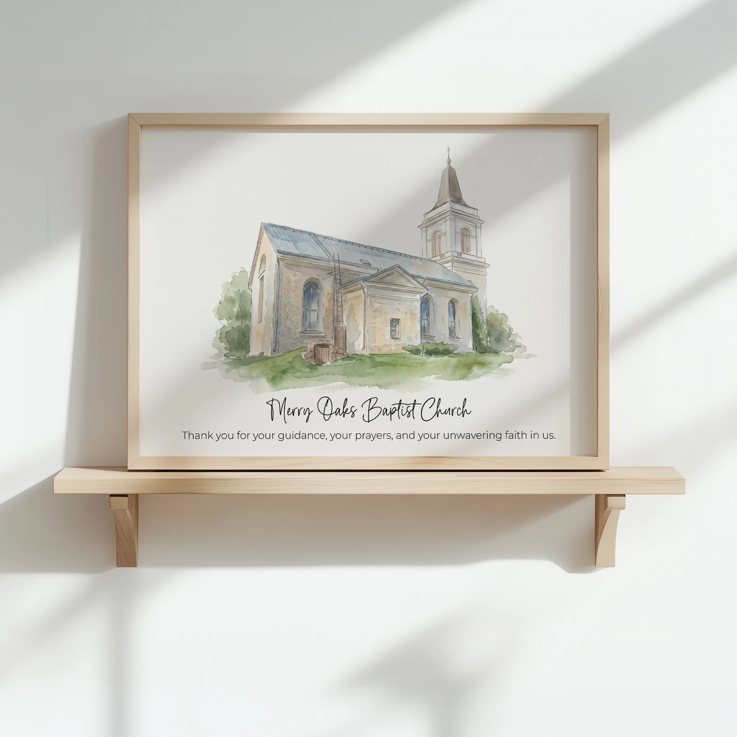 Custom Watercolor Church Illustration