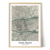 Framed personalized city map of Tours, France, featuring detailed streets, the Loire and Cher rivers, surrounding neighborhoods, and geographic coordinates.