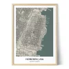 Framed personalized city map of Hoboken, USA, featuring detailed streets, the Hudson River waterfront, piers, and geographic coordinates.