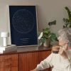 mapa estelar personalizado para bodas de oro con acabado dorado, con fecha, lugar y dedicatoria personalizados